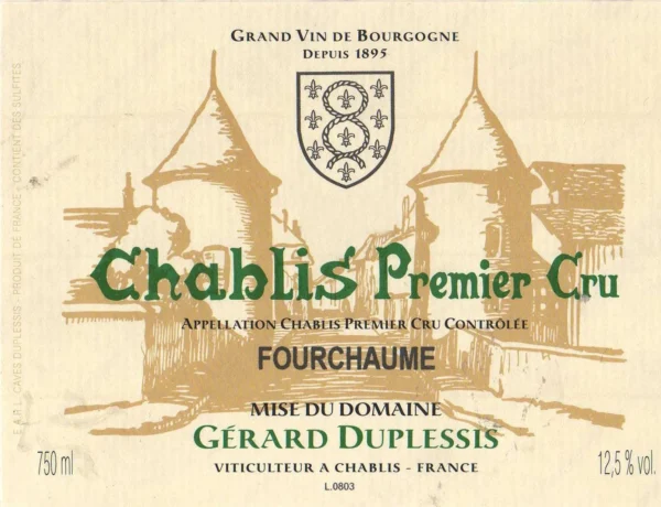 HPS_DuplessisFourchaume_Lbl Domaine Gerard Duplesis Chablis Premier Cru Fourchaume